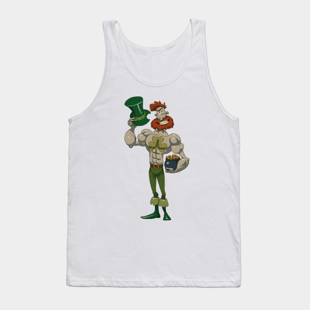 Sporty Leprechaun Pot Gold Tank Top by JunkyDotCom